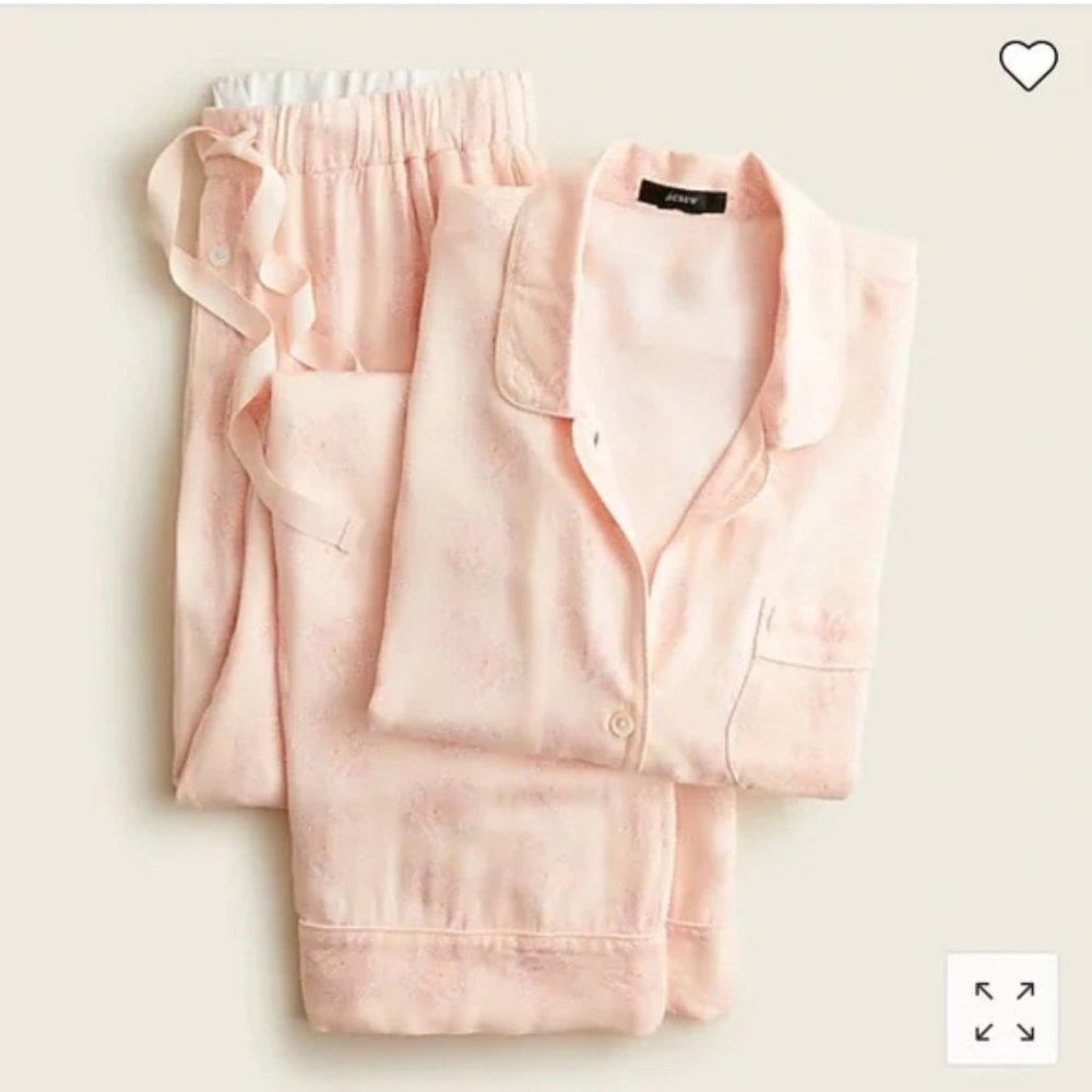 NWT JCrew Long Sleeve Flannel Button Up Pajama Set Paisley Bunch Pink MEDIUM